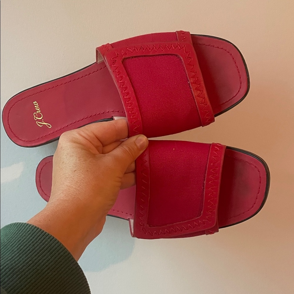 J. Crew Women's Bold Red Slide Sandals